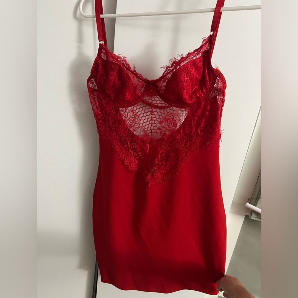 Red lace dress